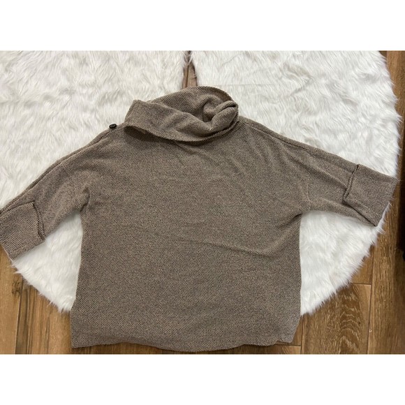 Retrelogy Sweater Womens Size 2X Tan Knit 3/4 Sleeve Button Pullover Cowl Neck - Picture 5 of 5